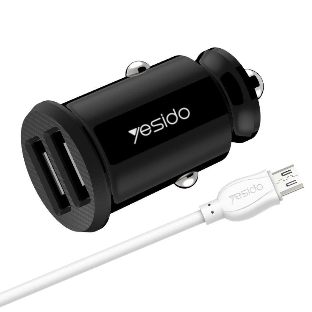 Avto polnilec + kabel Micro USB YESIDO Y29 2.4A (black)