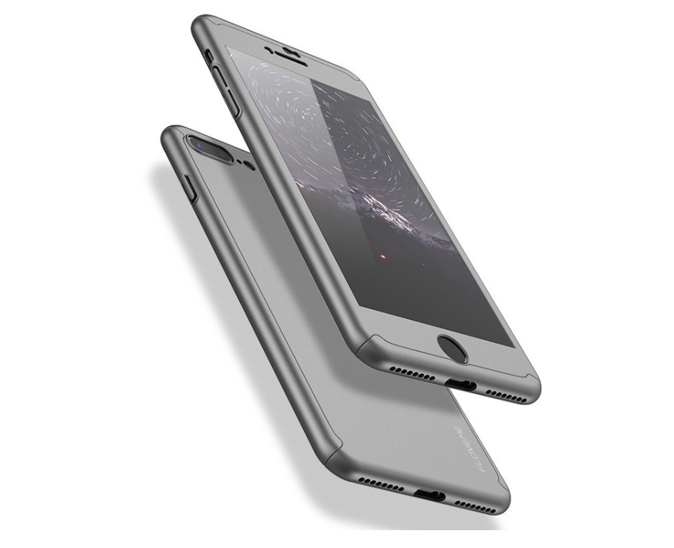 Ovitek 360° (srebrn) + zaščitno steklo za iPhone 7/8 Plus