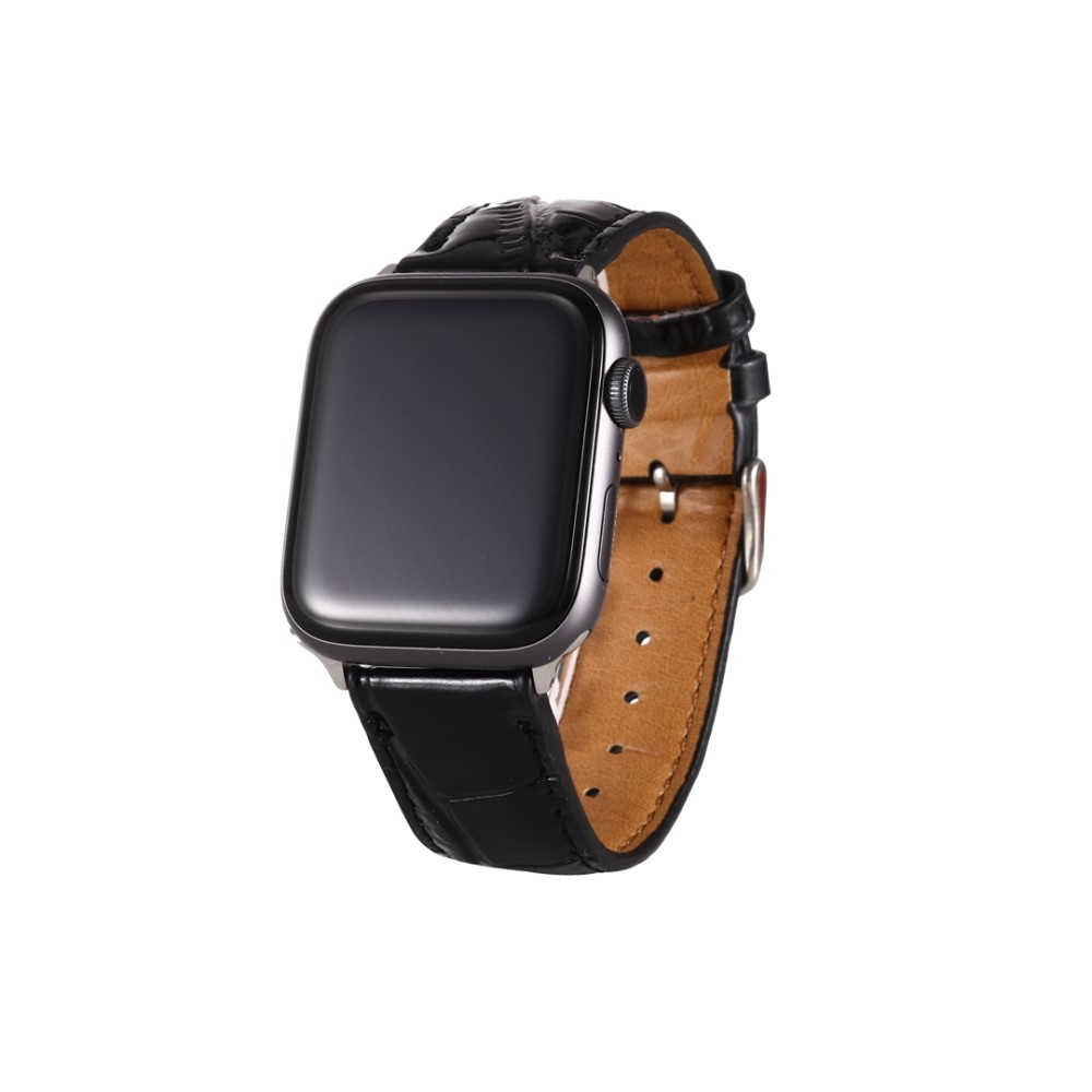 Usnjen pašček (črn) za Apple Watch 4/5/6/SE 44mm/7 45mm / Apple Watch Series 1/2/3 42mm