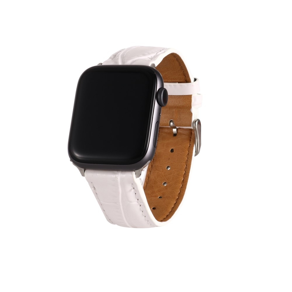 Usnjen pašček (bel) za Apple Watch 1 / 2 / 3 / 4 / 5 / 6 / 7 / 8 / 9 / SE 42/44/45 mm 