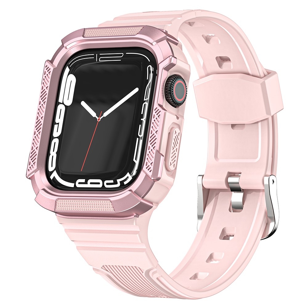 Silikonski pas + ohišje Rugged X (pink) za Apple Watch Series 9 / 8 / 7 45mm / SE (2022) / SE / 6 / 5 / 4 44mm 