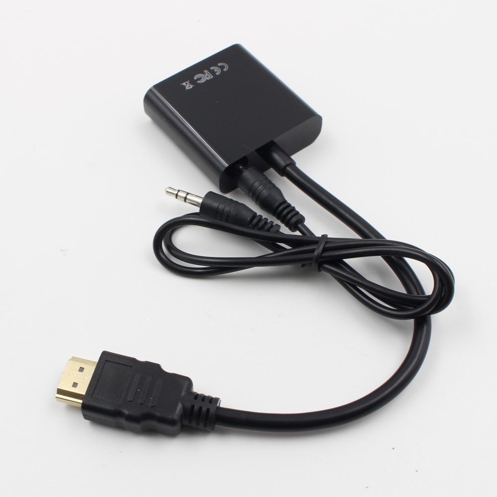 1080P HDMI to VGA Adapter + 3,5mm audio kabel