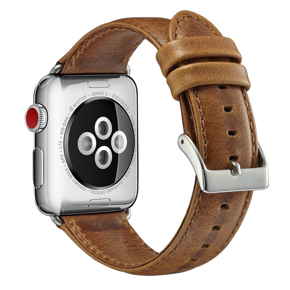 Usnjen pas (brown) za Apple Watch 9 / 8 / 7 41mm / 6 / SE (2023) / SE(2022) / SE / 5 / 4 40mm / 3 / 2 / 1 38mm 