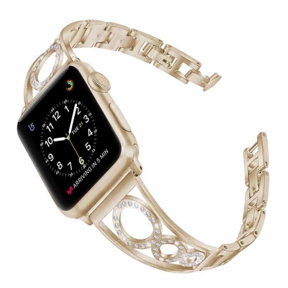 Pas Rhinestone (zlat) za Apple Watch 1 / 2 / 3 / 4 / 5 / 6 / 7 / 8 / 9 / SE 42/44/45 mm 