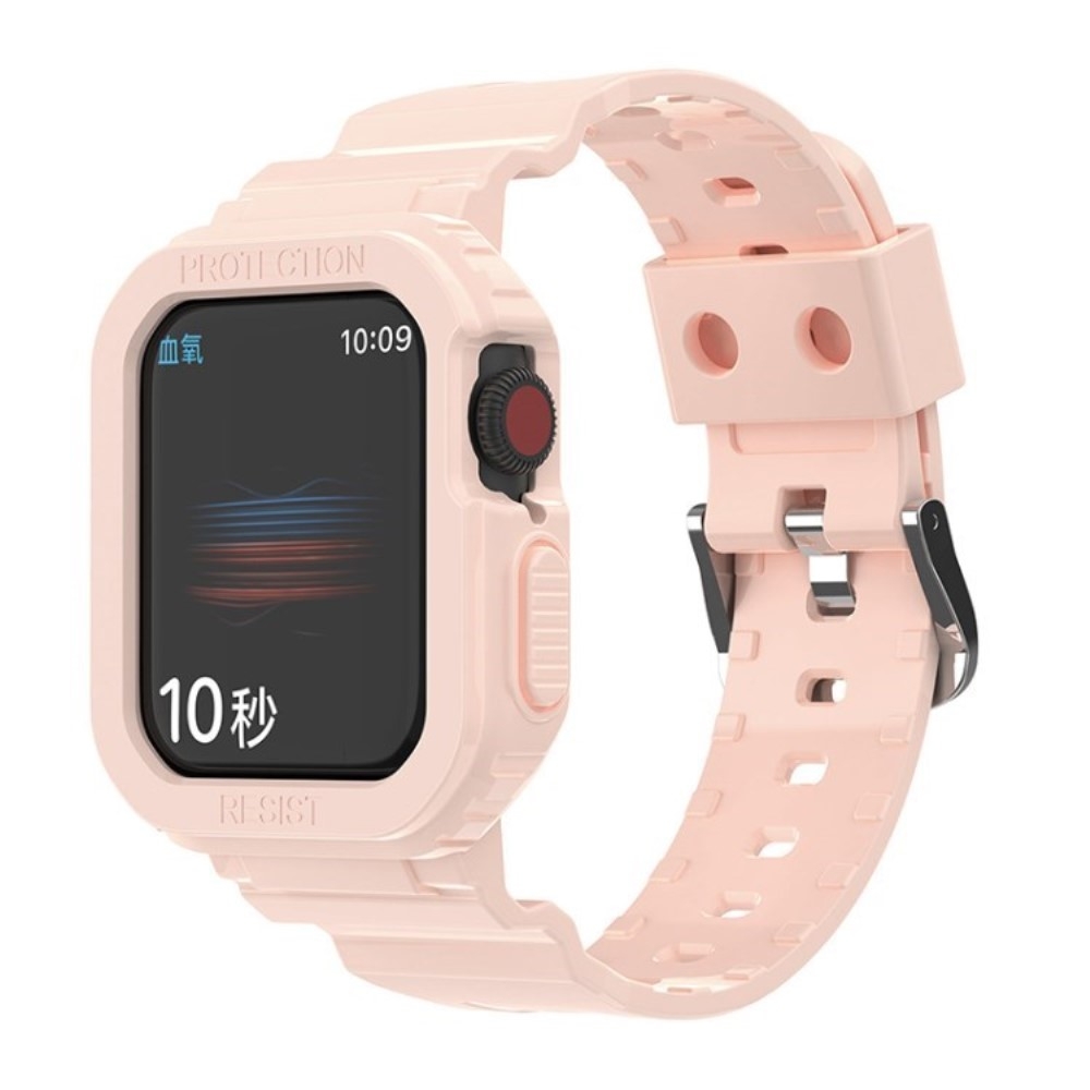 Silikonski pas + ohišje (pink) za Apple Watch Series 9 / 8 / 7 45mm / SE (2022) / SE / 6 / 5 / 4 44mm