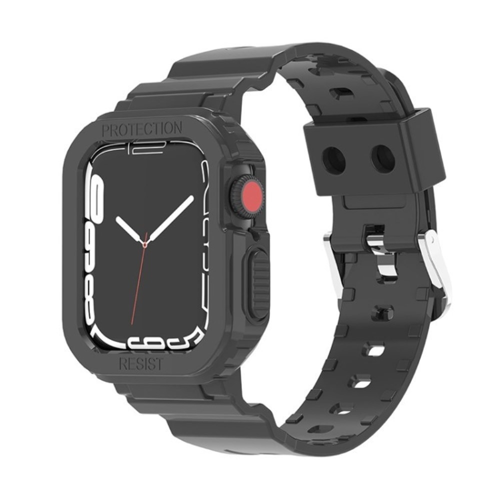 Silikonski pas + ohišje (black) za Apple Watch Series 9 / 8 / 7 45mm / SE (2022) / SE / 6 / 5 / 4 44mm