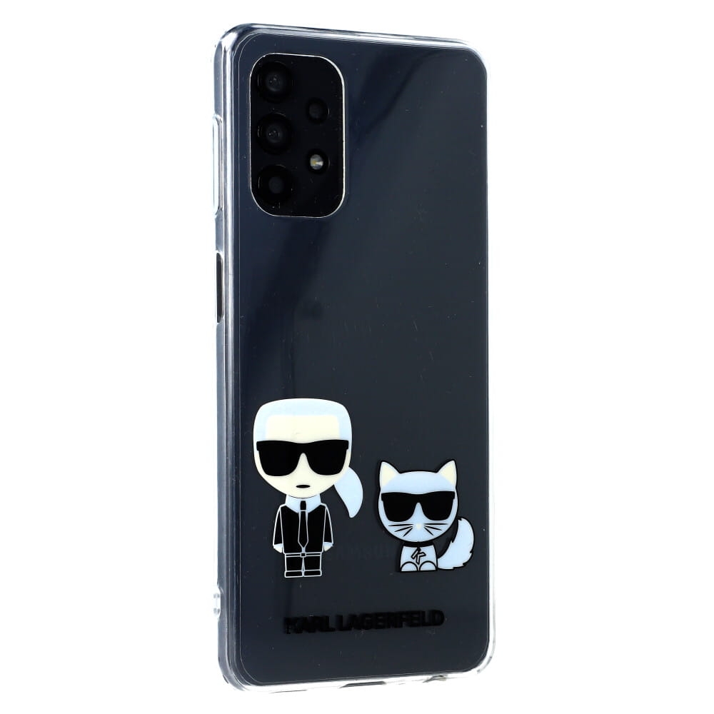 Originalen ovitek KARL LAGERFELD (transparent) Karl and Choupette za Samsung Galaxy A32 5G