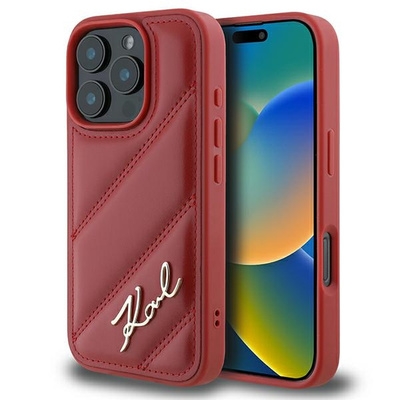 Originalen ovitek Karl Lagerfeld Quilted Signature iPhone 16 Pro - Red