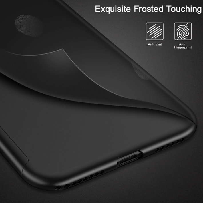 Ovitek 360° (črn) + zaščitno steklo za Apple iPhone 7/8 Plus