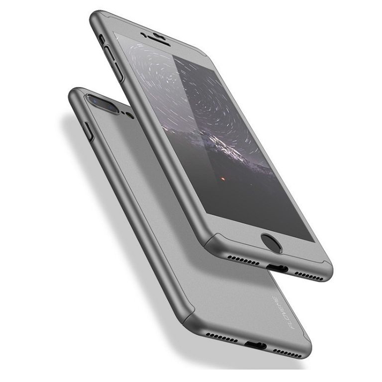 Apple iPhone 7 Plus / 8 Plus  360° telefontok + biztonsági védőüveg (silver)