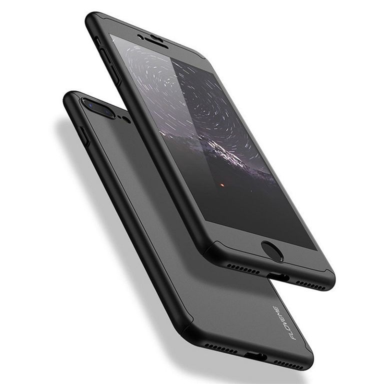 iPhone 7 Plus / 8 Plus Tok 360° (Black) + Keményített védőüveg tok