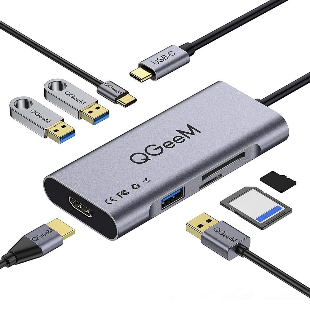 USB-C hub Átalakító laptopokhoz és táblagépekhez QGEEM QG-UH07-3 7 in 1