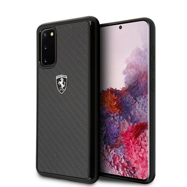 Originalna maska FERRARI (black) Carbon type za Samsung Galaxy S20
