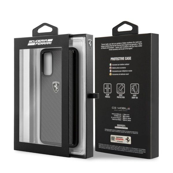 Originalna maska FERRARI (black) Carbon type za Samsung Galaxy S20