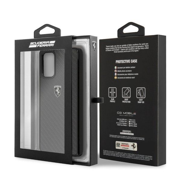 Originalna maska FERRARI (black) Carbon za Samsung Galaxy S20 Plus