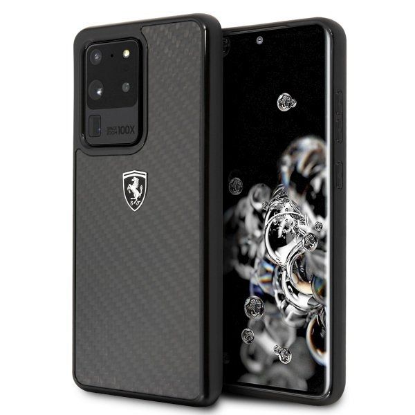 Originalen ovitek FERRARI (black) Carbon Heritage za Samsung Galaxy S20 Ultra