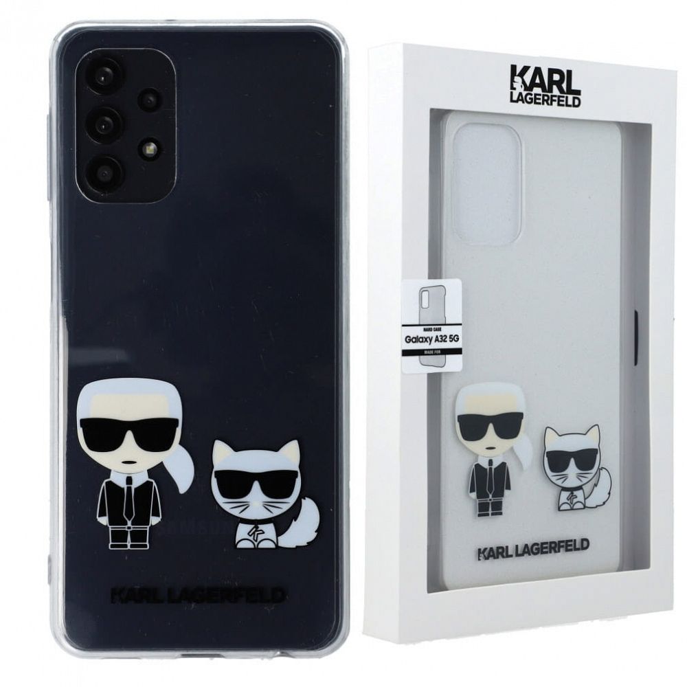 Originalen ovitek KARL LAGERFELD (transparent) Karl and Choupette za Samsung Galaxy A32 5G