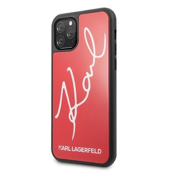 Originalen ovitek Karl Lagerfeld (Glitter Karl Signature Red) za iPhone 11 Pro