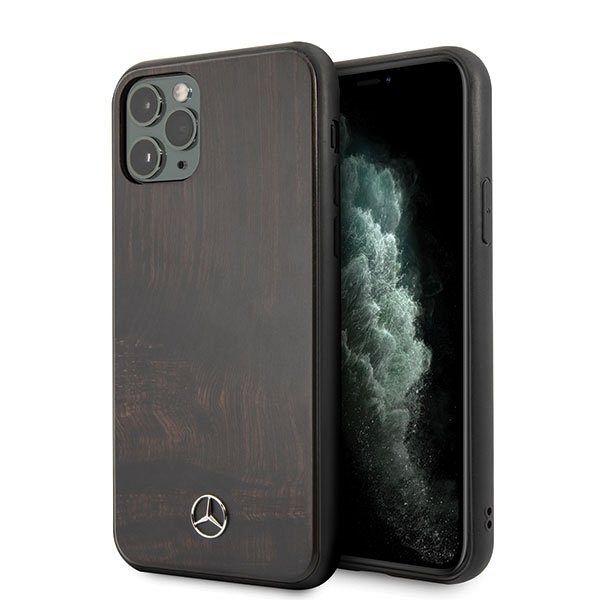 Originalen ovitek MERCEDES (dark brown) Wood line za iPhone 11 Pro Max