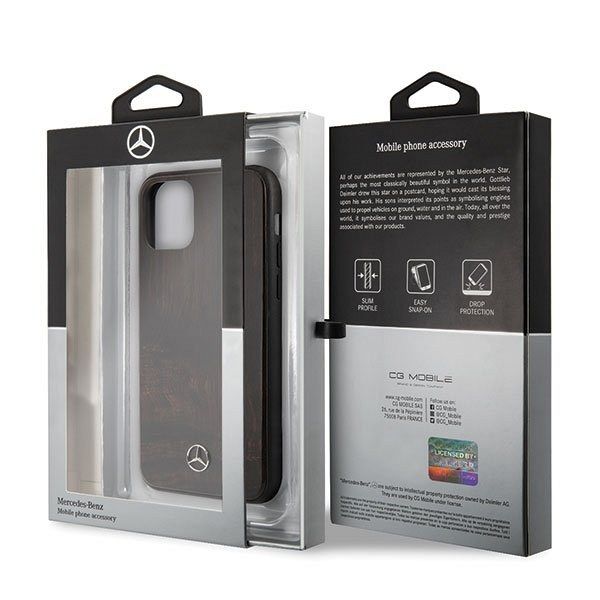 Originalen ovitek MERCEDES (dark brown) Wood line za iPhone 11 Pro Max