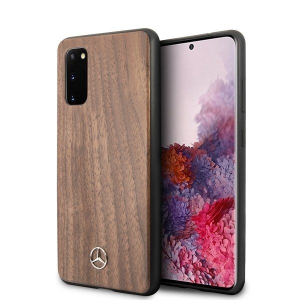 Originalen ovitek MERCEDES (light brown) Wood Lines za Samsung Galaxy S20