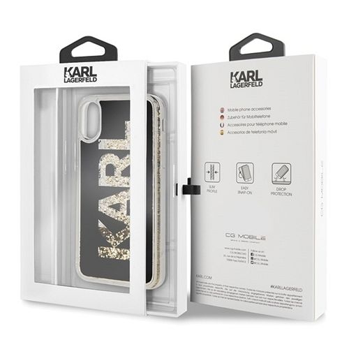 Originalen ovitek Karl Lagerfeld (Black Glitter) za iPhone X/XS